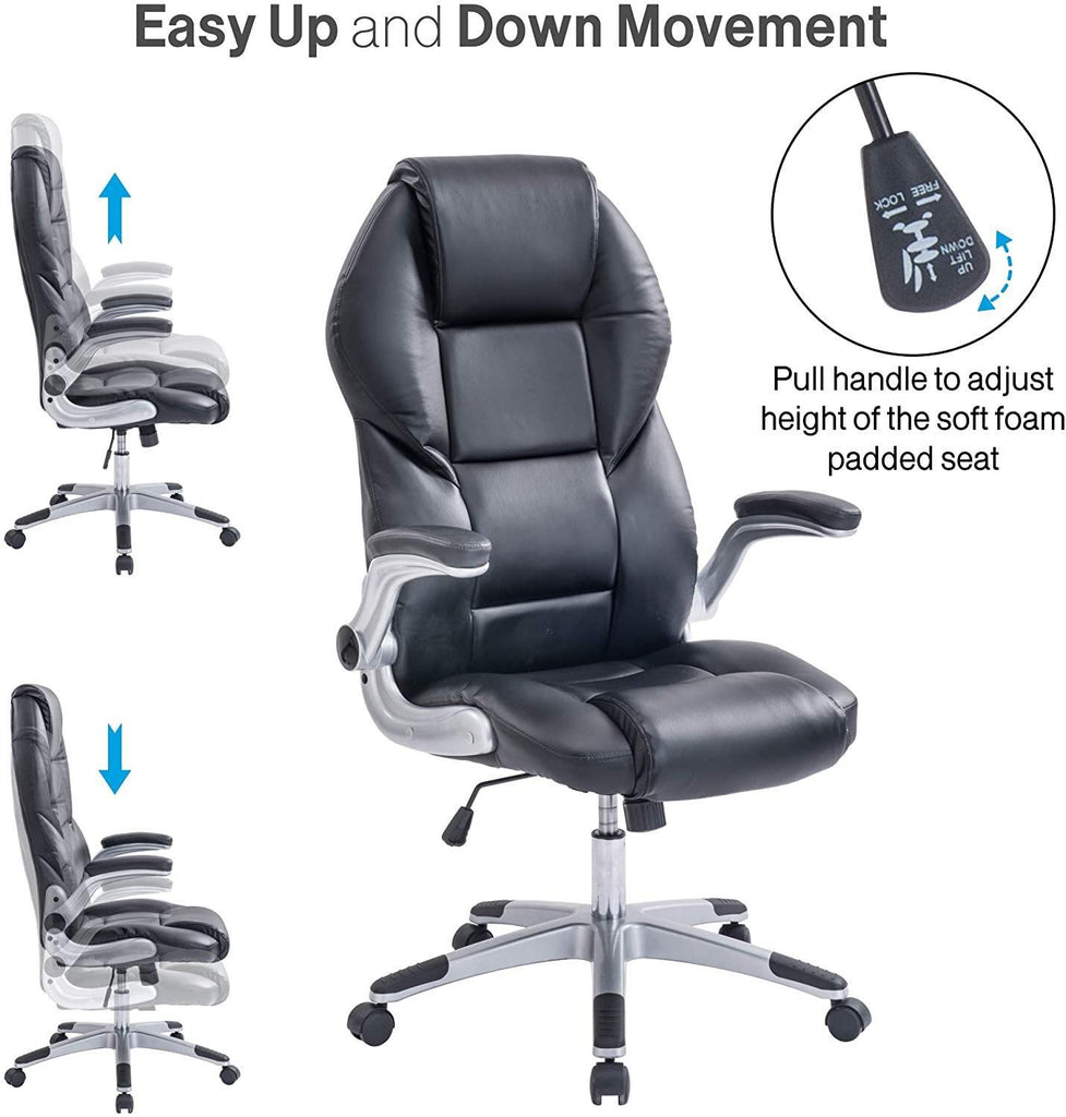Executive Office Desk Chair Swivel PC Computer Office Desk Chairs with Arms and Back Support for Home & Office & Gaming Chair Use for Adults - Packed Direct UK