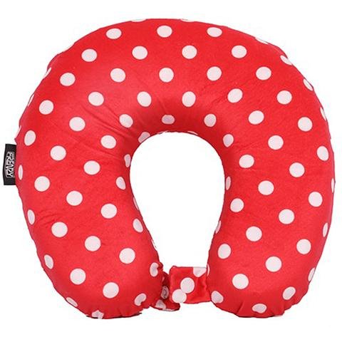 Frenzy Travel Pillow Neck Memory Foam Cushion - Polka Dot Red - Packed Direct UK