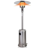 Gas Powered Patio Heater, Free Standing Stainless Steel Outdoor Garden Patio Heater Burner, Adjustable Heat, Propane, Silver - Packed Direct UK