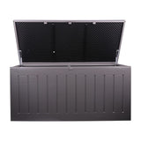 GRADE- A Olsen & Smith 270L MASSIVE Capacity Outdoor Garden Storage Box Plastic Shed - Weatherproof & Sit On with Wood Effect Chest - Packed Direct UK