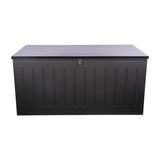 GRADE- A Olsen & Smith 270L MASSIVE Capacity Outdoor Garden Storage Box Plastic Shed - Weatherproof & Sit On with Wood Effect Chest - Packed Direct UK