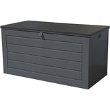 GRADE- A Olsen & Smith 270L MASSIVE Capacity Outdoor Garden Storage Box Plastic Shed - Weatherproof & Sit On with Wood Effect Chest - Packed Direct UK
