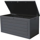 GRADE- A Olsen & Smith 270L MASSIVE Capacity Outdoor Garden Storage Box Plastic Shed - Weatherproof & Sit On with Wood Effect Chest - Packed Direct UK