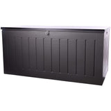 GRADE- A Olsen & Smith 270L MASSIVE Capacity Outdoor Garden Storage Box Plastic Shed - Weatherproof & Sit On with Wood Effect Chest - Packed Direct UK