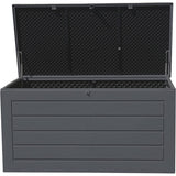 GRADE- A Olsen & Smith 270L MASSIVE Capacity Outdoor Garden Storage Box Plastic Shed - Weatherproof & Sit On with Wood Effect Chest - Packed Direct UK