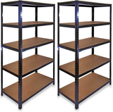 GRADE-A Olsen & Smith Heavy Duty 5 Tier Steel & Wood Garage Shelving Unit 150cm x 70cm x 30cm Racking Utility Shelves Units For Storage For Home Workshop Shed Office Black - Packed Direct UK
