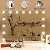 GRADE-A Olsen & Smith Tabletop Hollywood Vanity Makeup Mirror with 15 Dimmable LED Bulbs Lights for Dressing Table White - Packed Direct UK