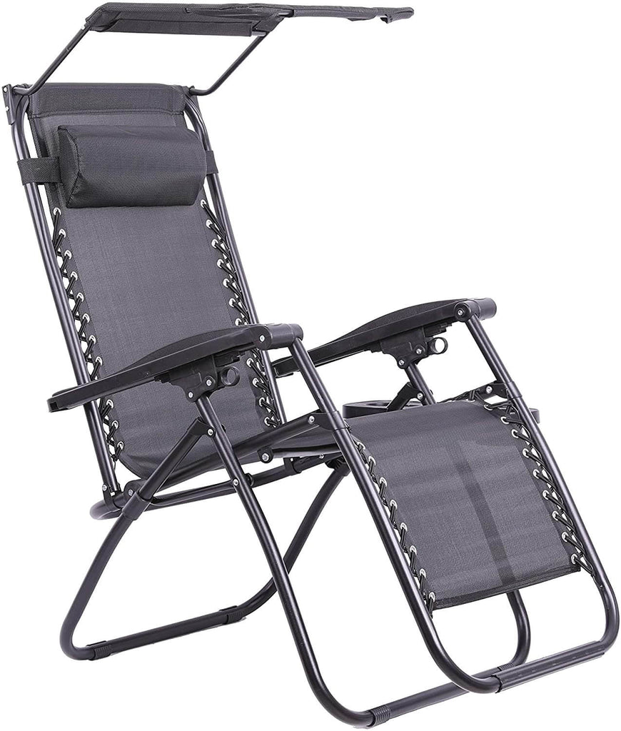 GRADE-A Olsen & Smith Valencia 3 Piece Zero Gravity Reclining Garden Patio Deck Chair Sun Lounger, 2 Chair & Table Set, Black - Packed Direct UK