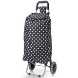 Hoppa 47Ltr Lightweight Shopping Trolley, Hard Wearing & Foldaway for Easy Storage with 1 Years Guarantee (Black Polka Dot) - Packed Direct UK