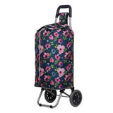 Hoppa 47Ltr Lightweight Shopping Trolley, Hard Wearing & Foldaway for Easy Storage with 1 Years Guarantee - Navy Floral - Packed Direct UK
