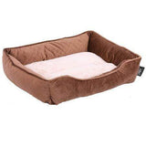 Hoppa (56x45x16cm) Soft Faux Velvet Plush Rectangular Dog Bed - Brown - Packed Direct UK