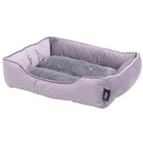 Hoppa (56x45x16cm) Soft Faux Velvet Plush Rectangular Dog Bed - Grey - Packed Direct UK