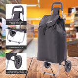 Hoppa 57Ltr Lightweight Shopping Trolley 2024 model, Hard Wearing & Foldaway Push/Pull Cart for Easy Storage With 1 Year Guarantee - Packed Direct UK