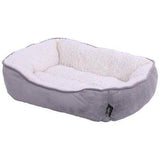 Hoppa (61x48x18cm) Soft Faux Suede Plush Rectangular Dog Bed - Grey - Packed Direct UK