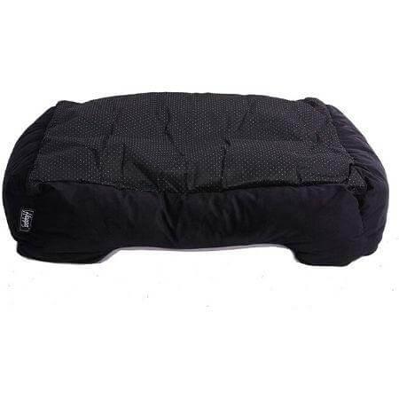 Hoppa (80x60x20cm) Soft Plush Rectangular Dog Bed - Black Grey - Packed Direct UK
