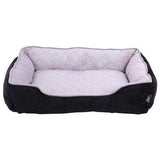 Hoppa (80x60x20cm) Soft Plush Rectangular Dog Bed - Black Grey - Packed Direct UK
