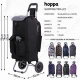 Hoppa Fully Insulated Lightweight 2023 Model 2 Wheeled Large 42-Litre Capacity Shopping Trolley Bag 95cm, 2.1kg with Shoulder Strap - Packed Direct UK