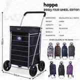 Hoppa Lightweight 4-Wheel Premium 2023 Model Folding Shopping Trolley Extra Large 64L Capacity Shopping Trolley Bag, 95cm, 4.8kg, Push/Pull Stairclimber (Black) - Packed Direct UK