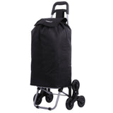 Hoppa Lightweight 6-Wheel Folding Shopping Trolley Large 47L Capacity Shopping Trolley Bag, 95cm, 2kg, Push/Pull Stairclimber (Black) - Packed Direct UK