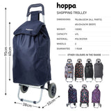 Hoppa Lightweight Shopping Trolley 2023 Model Folding 2 Wheel Large Capacity Shopper, 47 Litre - Packed Direct UK