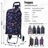 Hoppa Mini 47L Lightweight Wheeled Shopping Trolley, 2023 Model, Hard Wearing & Foldaway for Easy Storage With 1 years Guarantee - Packed Direct UK