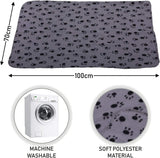 Hoppa Plush Soft Rectangular 61x48x16cm Faux Suede Non Slip Dog Bed with Blanket Machine Washable Small Grey - Packed Direct UK