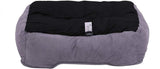 Hoppa Plush Soft Rectangular 61x48x16cm Faux Suede Non Slip Dog Bed with Blanket Machine Washable Small Grey - Packed Direct UK