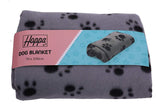 Hoppa Plush Soft Rectangular 61x48x16cm Faux Suede Non Slip Dog Bed with Blanket Machine Washable Small Grey - Packed Direct UK
