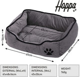Hoppa Soft Rectangular 61x48x16cm Corduroy Non Slip Dog Bed with Blanket Machine Washable Small Grey - Packed Direct UK