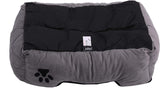 Hoppa Soft Rectangular 61x48x16cm Corduroy Non Slip Dog Bed with Blanket Machine Washable Small Grey - Packed Direct UK