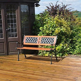 Kingfisher 2 Person Wooden & Cast Iron Metal Garden Patio Bench Chair Furniture - Packed Direct UK