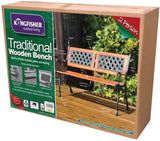 Kingfisher 2 Person Wooden & Cast Iron Metal Garden Patio Bench Chair Furniture - Packed Direct UK
