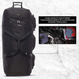 .Large Lightweight Wheeled Duffle Holdall Travel Bag Sports Bag - 2 Year Warranty (34 Inch, Black/Black) - Packed Direct UK