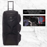 Large Lightweight Wheeled Duffle Holdall Travel Bag Sports Bag - 2 Year Warranty (34 Inch, Black/Black) - Packed Direct UK
