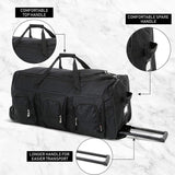 Large Lightweight Wheeled Duffle Holdall Travel Bag Sports Bag - 2 Year Warranty (34 Inch, Black/Black) - Packed Direct UK