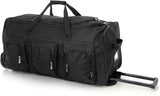Large Lightweight Wheeled Duffle Holdall Travel Bag Sports Bag - 2 Year Warranty (34 Inch, Black/Black) - Packed Direct UK