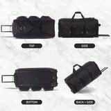 Large Lightweight Wheeled Duffle Holdall Travel Bag Sports Bag - 2 Year Warranty (34 Inch, Black/Black) - Packed Direct UK