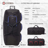 Large Lightweight Wheeled Duffle Holdall Travel Bag Sports Bag - 2 Year Warranty (40 Inch, Black/Blue) - Packed Direct UK