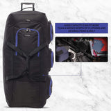 Large Lightweight Wheeled Duffle Holdall Travel Bag Sports Bag - 2 Year Warranty (40 Inch, Black/Blue) - Packed Direct UK