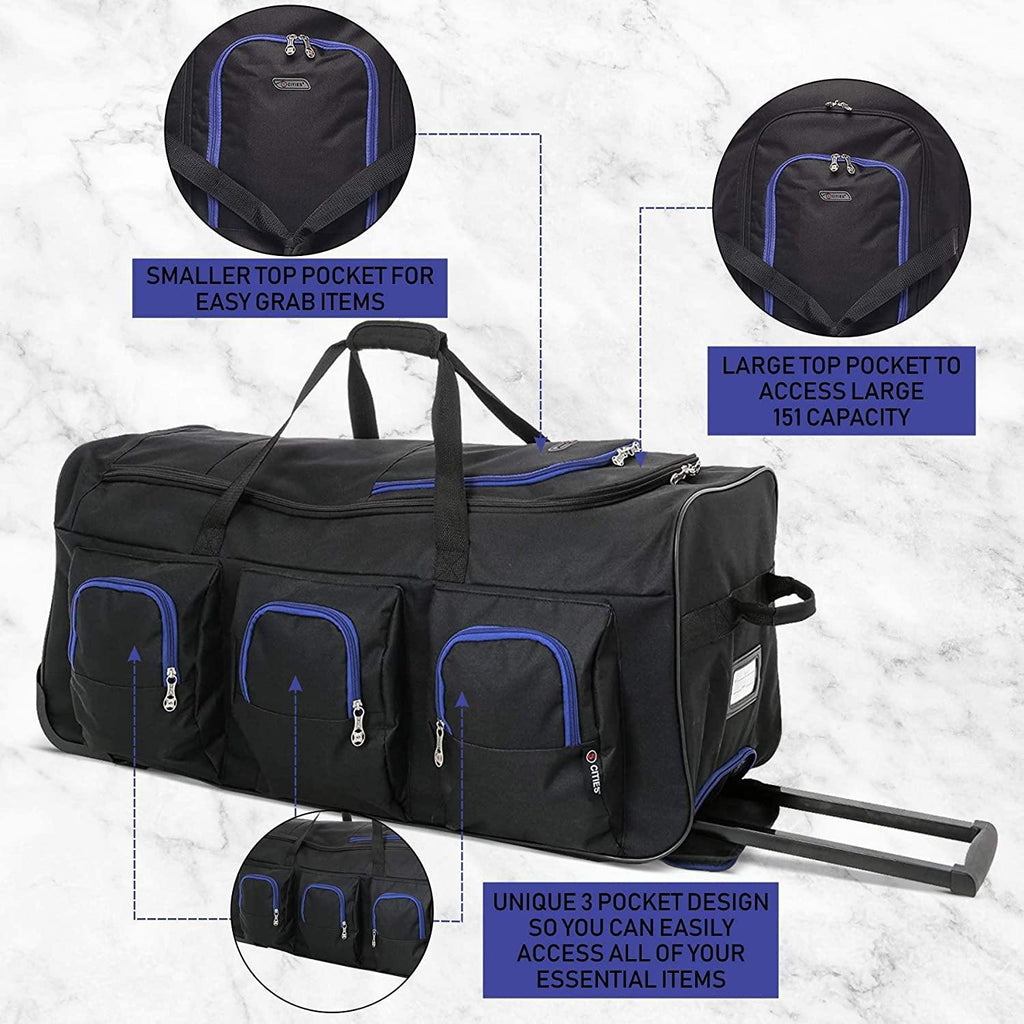 Large Lightweight Wheeled Duffle Holdall Travel Bag Sports Bag - 2 Yea ...