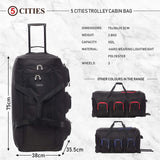Large Lightweight Wheeled Duffle Holdall Travel Bag Sports Bag - 2 Year Warranty (Black/Black, 30 Inch - Packed Direct UK