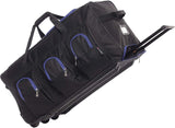 Large Lightweight Wheeled Duffle Holdall Travel Bag Sports Bag - 2 Year Warranty (Black/Blue, 30 Inch)