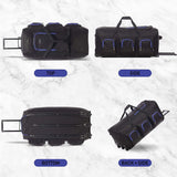 Large Lightweight Wheeled Duffle Holdall Travel Bag Sports Bag - 2 Year Warranty (Black/Blue, 34 Inch) - Packed Direct UK
