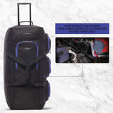Large Lightweight Wheeled Duffle Holdall Travel Bag Sports Bag - 2 Year Warranty (Black/Blue, 34 Inch) - Packed Direct UK