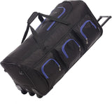 Large Lightweight Wheeled Duffle Holdall Travel Bag Sports Bag - 2 Year Warranty (Black/Blue, 34 Inch) - Packed Direct UK
