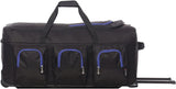 Large Lightweight Wheeled Duffle Holdall Travel Bag Sports Bag - 2 Year Warranty (Black/Blue, 34 Inch) - Packed Direct UK