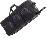 Large Lightweight Wheeled Duffle Holdall Travel Bag Sports Bag - 2 Year Warranty (Black/Blue, 34 Inch) - Packed Direct UK
