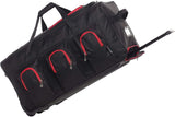 Large Lightweight Wheeled Duffle Holdall Travel Bag Sports Bag - 2 Year Warranty (Black/Red, 30 Inch)