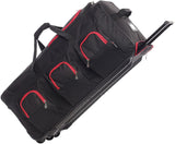 Large Lightweight Wheeled Duffle Holdall Travel Bag Sports Bag - 2 Year Warranty (Black/Red, 34 Inch) - Packed Direct UK