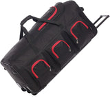 Large Lightweight Wheeled Duffle Holdall Travel Bag Sports Bag - 2 Year Warranty (Black/Red, 34 Inch) - Packed Direct UK